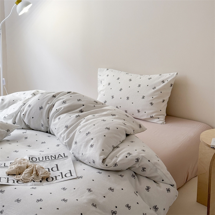 91家纺网 家纺一手货源 找家纺 窝米 2025新款ins极简风双层纱系列四件套 弥境米