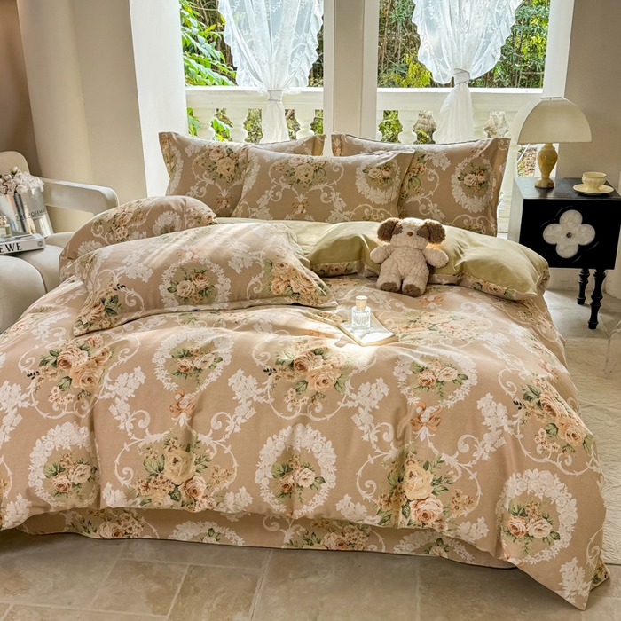 91家纺网 家纺一手货源 找家纺 优品阁 2024新款亲肤舒适全棉磨毛四件套学生三件套系列  心悦