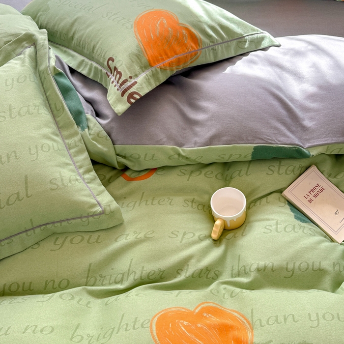 91家纺网 家纺一手货源 找家纺 优品阁 2024新款亲肤舒适全棉磨毛四件套学生三件套系列  微笑生活