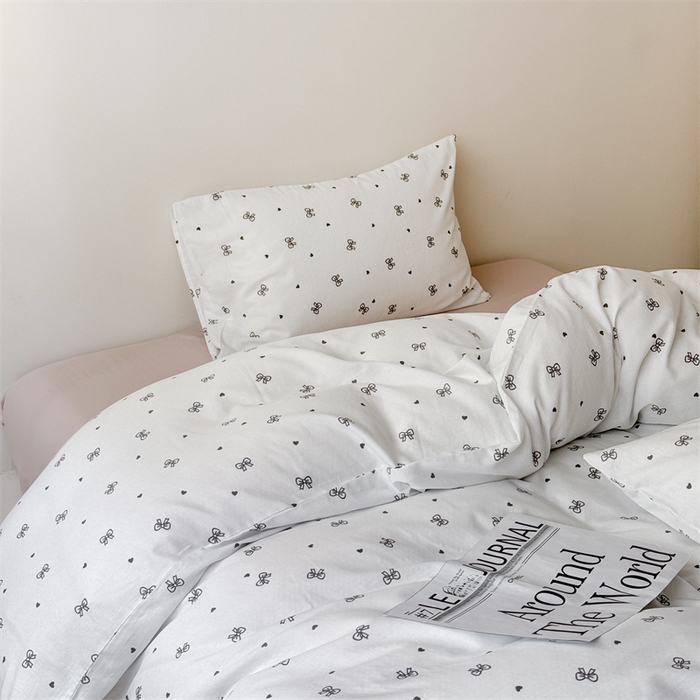 91家纺网 家纺一手货源 找家纺 窝米 2025新款ins极简风双层纱系列四件套 弥境米