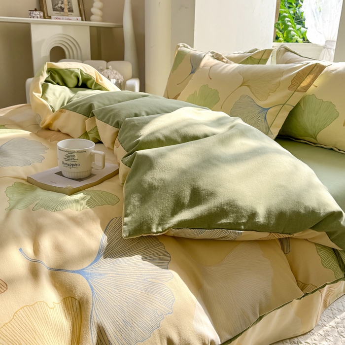 91家纺网 家纺一手货源 找家纺 优品阁 2024新款亲肤舒适全棉磨毛四件套学生三件套系列  三生有杏