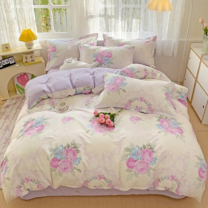 暖芯优选 204新款直播爆款全棉-ins印花系列四件套纯棉三件套床单床笠海棠园