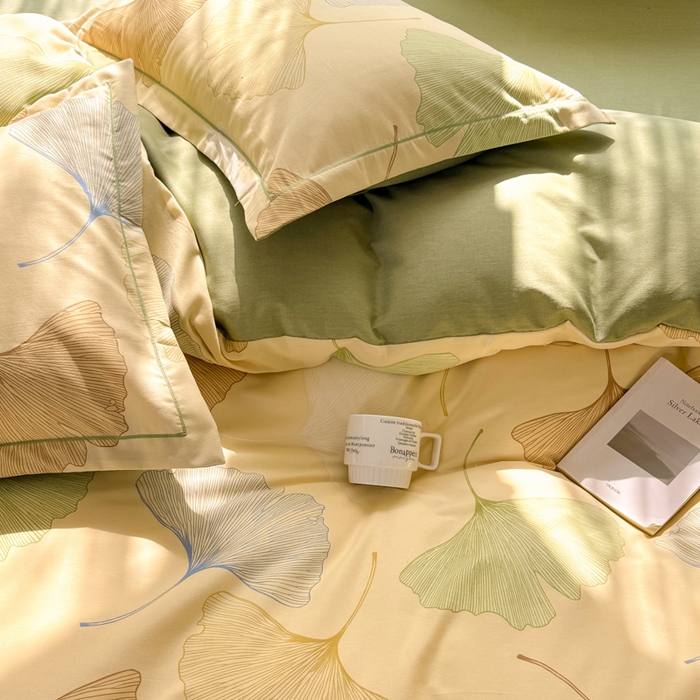 91家纺网 家纺一手货源 找家纺 优品阁 2024新款亲肤舒适全棉磨毛四件套学生三件套系列  三生有杏