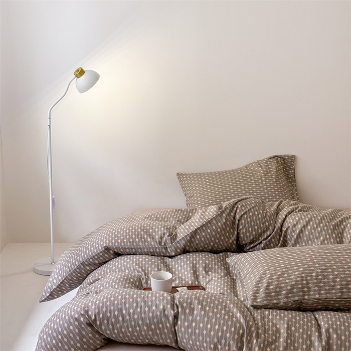 91家纺网 家纺一手货源 找家纺 窝米 2025新款ins极简风双层纱系列四件套 自由派咖