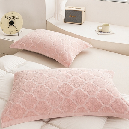 91家纺网 家纺一手货源 找家纺 美宜家 2025新款全棉怀旧老式毛巾圈枕巾一对 盛开浅灰