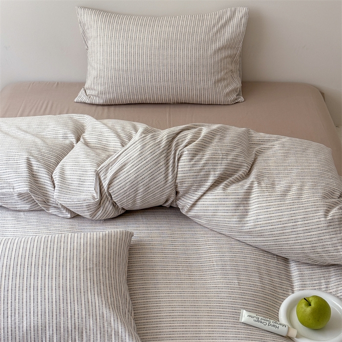 91家纺网 家纺一手货源 找家纺 窝米 2025新款ins极简风双层纱系列四件套 简致咖