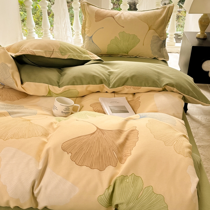 91家纺网 家纺一手货源 找家纺 优品阁 2024新款亲肤舒适全棉磨毛四件套学生三件套系列  三生有杏