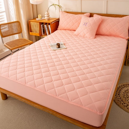 安逸恋 2025新款7A级抗菌水洗棉大豆夹棉床笠加厚款 月夕粉