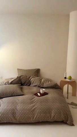 91家纺网 家纺一手货源 找家纺 窝米 2025新款ins极简风双层纱系列四件套 自由派咖