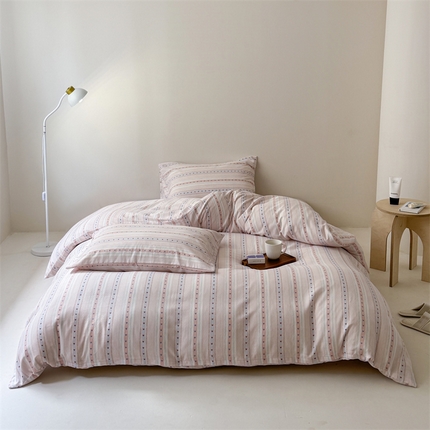 窝米 2025新款ins极简风双层纱系列四件套 简之粉