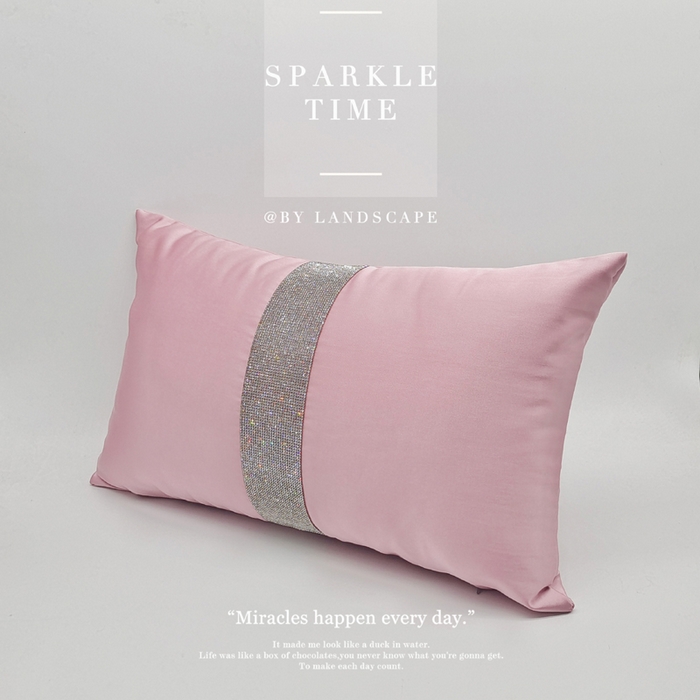 91家纺网 家纺一手货源 找家纺 澜屿 禅丝高精密宽条钻小抱枕 粉色