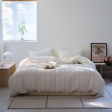 小春日和 2024新款亲肤柔软提花四件套-加奈 加奈-黄