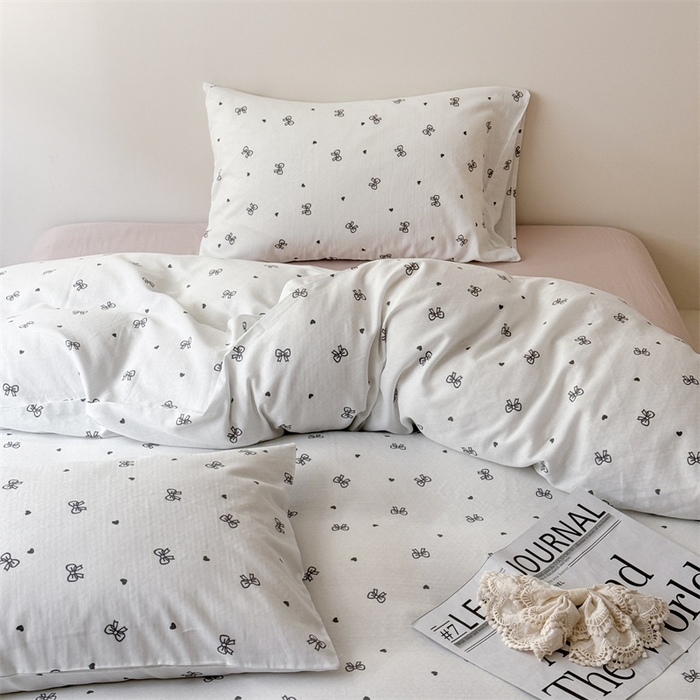 91家纺网 家纺一手货源 找家纺 窝米 2025新款ins极简风双层纱系列四件套 弥境米