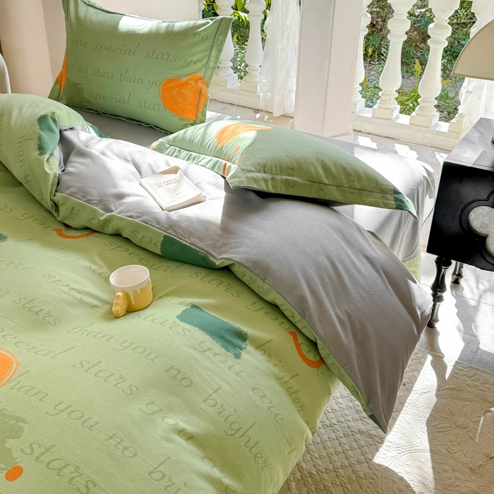 91家纺网 家纺一手货源 找家纺 优品阁 2024新款亲肤舒适全棉磨毛四件套学生三件套系列  微笑生活