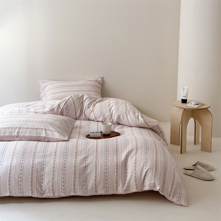 91家纺网 家纺一手货源 找家纺 窝米 2025新款ins极简风双层纱系列四件套 简之粉