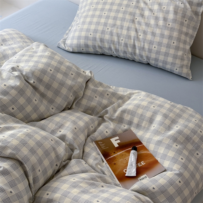 91家纺网 家纺一手货源 找家纺 窝米 2025新款ins极简风双层纱系列四件套 伯克利蓝