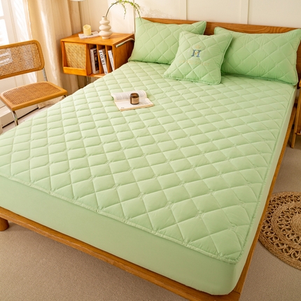 安逸恋 2025新款7A级抗菌水洗棉大豆夹棉床笠加厚款 牛油果绿