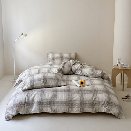 91家纺网 家纺一手货源 找家纺 （总）窝米 2025新款ins极简风双层纱系列四件套