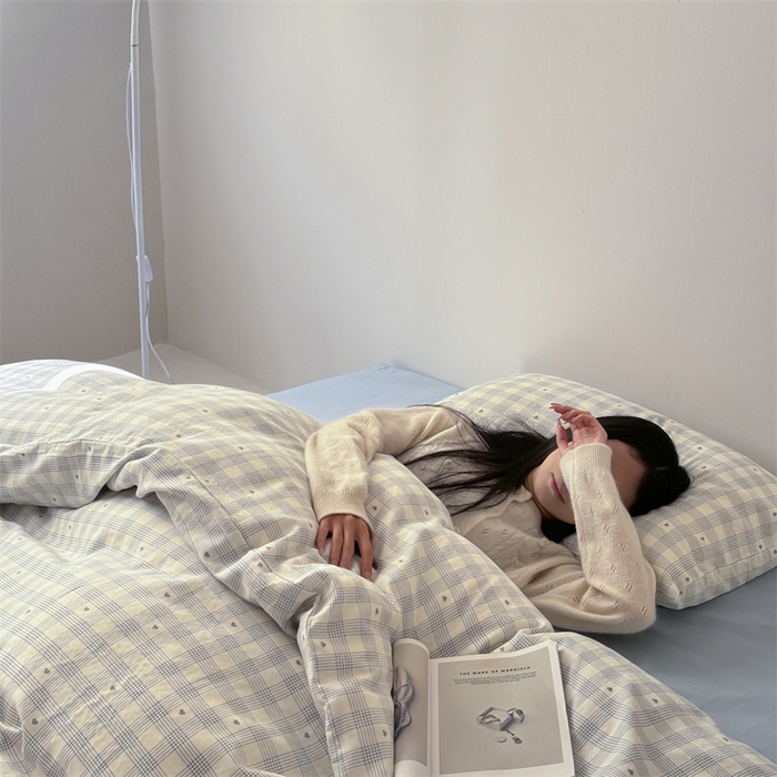 91家纺网 家纺一手货源 找家纺 （总）窝米 2025新款ins极简风双层纱系列四件套