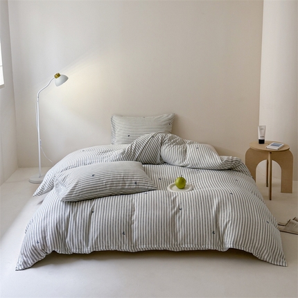 窝米 2025新款ins极简风双层纱系列四件套 悦吟蓝