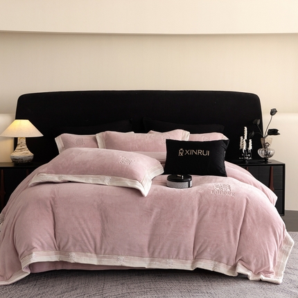 馨蕊家居 2024秋冬新品轻奢煦暖绒系列四件套-绒罗莎 绒罗莎-蔷薇粉