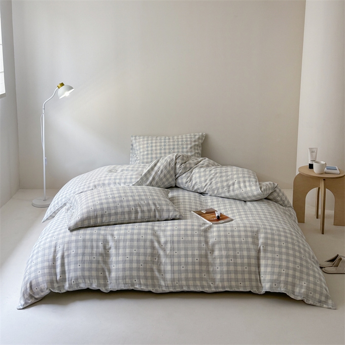 91家纺网 家纺一手货源 找家纺 （总）窝米 2025新款ins极简风双层纱系列四件套