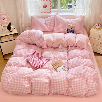 优佳优品 2024新款ins亲肤水洗棉印花四件套（可提供买家秀）琉璃粉