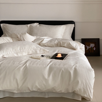 云栖家居 2025A类全棉提花四件套 白蝴蝶