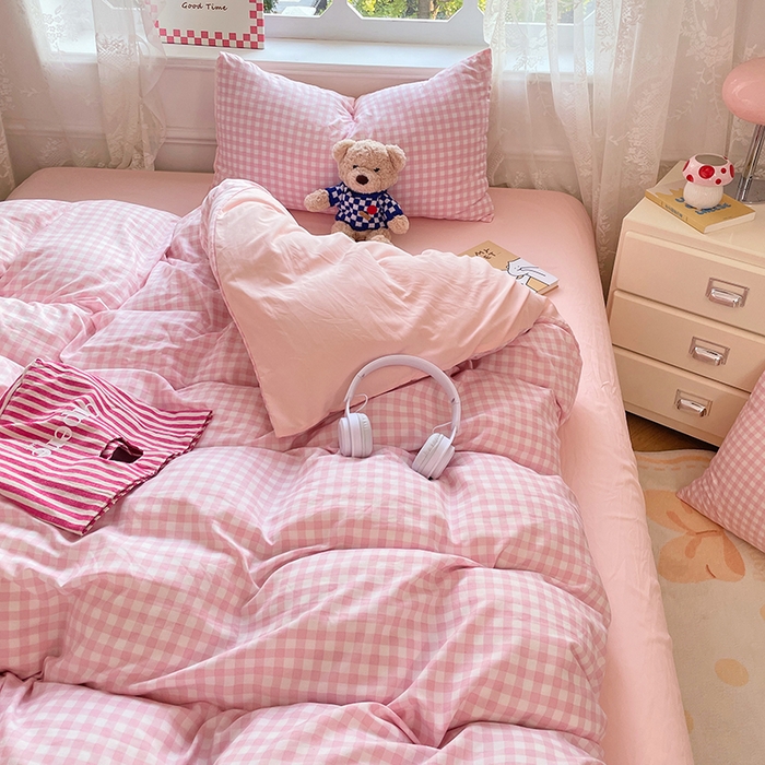 91家纺网 家纺一手货源 找家纺 优佳优品 2024新款ins亲肤水洗棉印花四件套（可提供买家秀）琉璃粉