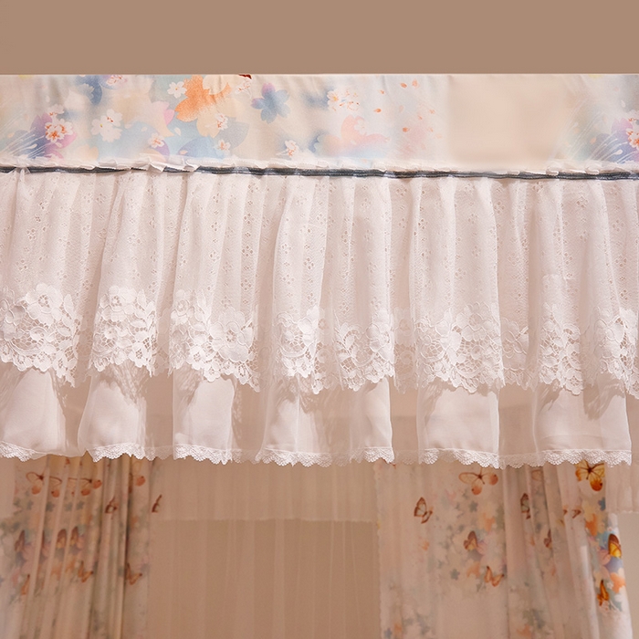 91家纺网 家纺一手货源 找家纺 2025双杆五通印花落地布帘蚊帐 梦舞翩飞