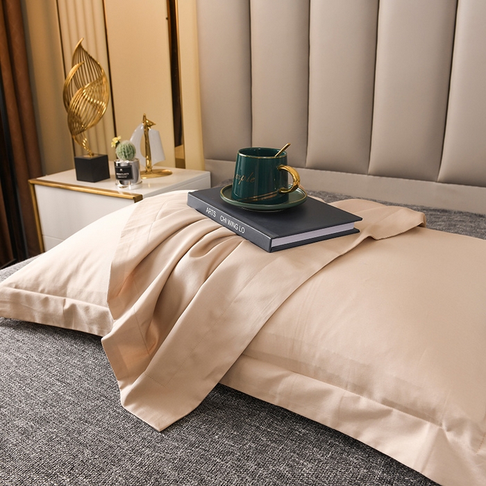 91家纺网 家纺一手货源 找家纺 星芯合家纺 2024新款全棉60支长绒棉枕套 香槟色