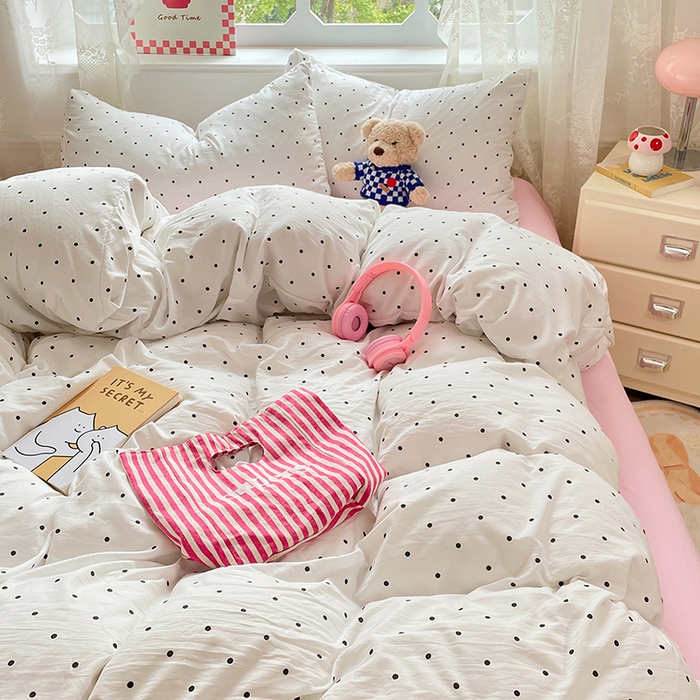 91家纺网 家纺一手货源 找家纺 优佳优品 2024新款ins亲肤水洗棉印花四件套（可提供买家秀）点点温馨