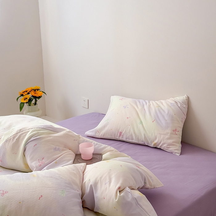 91家纺网 家纺一手货源 找家纺 2025新款A类ins奶油风卡通全棉双层纱系列四件套 梦幻之旅