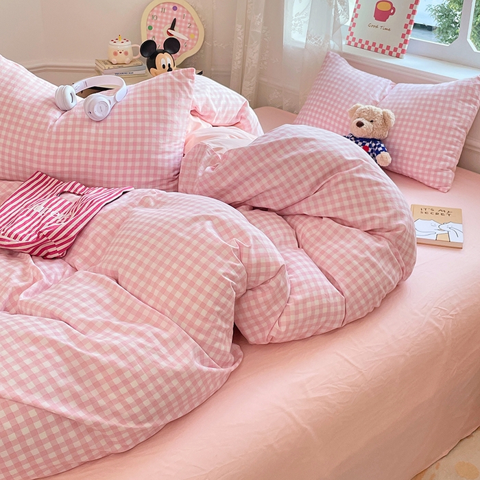 91家纺网 家纺一手货源 找家纺 优佳优品 2024新款ins亲肤水洗棉印花四件套（可提供买家秀）琉璃粉