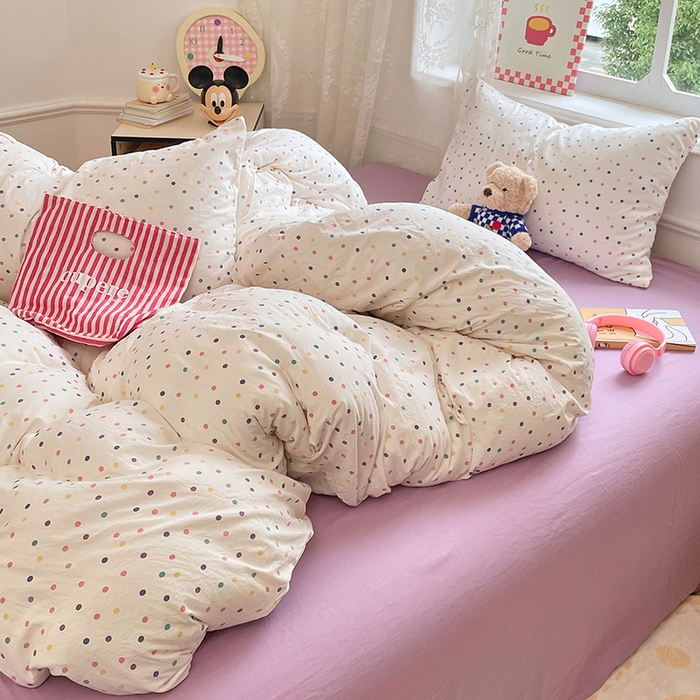 91家纺网 家纺一手货源 找家纺 优佳优品 2024新款ins亲肤水洗棉印花四件套（可提供买家秀）酒心奶糖