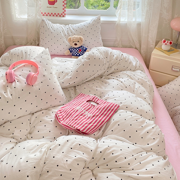 91家纺网 家纺一手货源 找家纺 优佳优品 2024新款ins亲肤水洗棉印花四件套（可提供买家秀）点点温馨