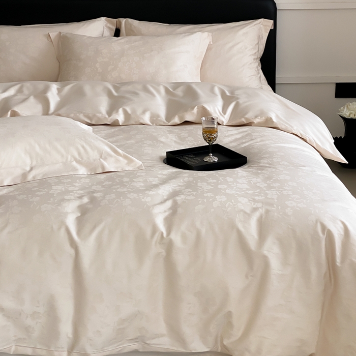 91家纺网 家纺一手货源 找家纺 云栖家居 2025A类全棉提花四件套 玉锦