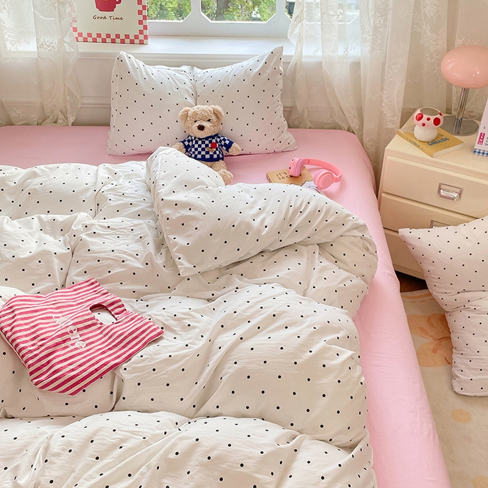 91家纺网 家纺一手货源 找家纺 优佳优品 2024新款ins亲肤水洗棉印花四件套（可提供买家秀）点点温馨