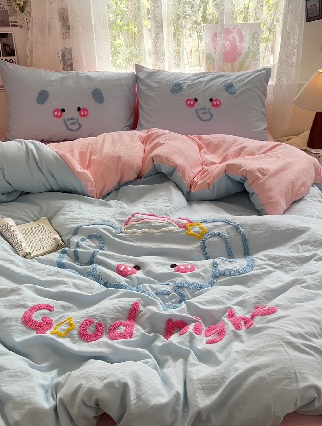 91家纺网 家纺一手货源 找家纺 2024新款水洗棉毛巾绣四件套系列 晚安小象