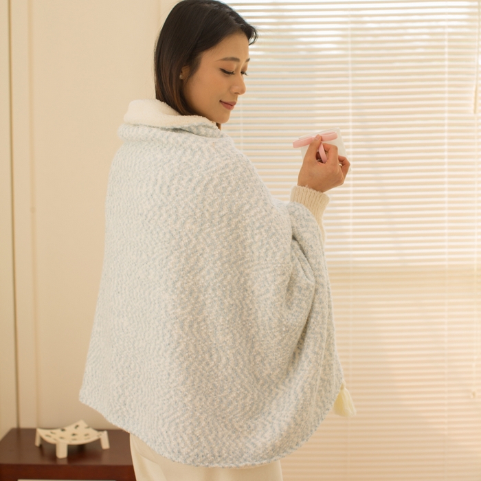 91家纺网 家纺一手货源 找家纺 潮邦创意家居 2025新款小香风暖阳绒披肩毯-小香肩系列（含买家秀） 小香肩肌理蓝