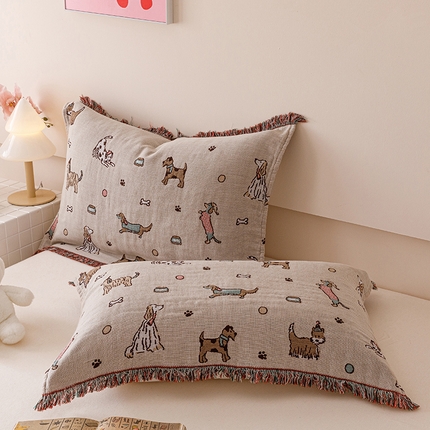 91家纺网 家纺一手货源 找家纺 （总）麻依 2024新款全棉流苏款四层纱布枕巾52*75cm