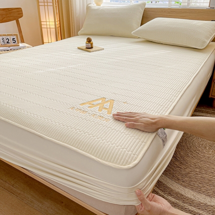 91家纺网 家纺一手货源 找家纺 芬晴家纺 2024新款A类母婴级大豆床笠大床款-奇趣 奇趣-米白