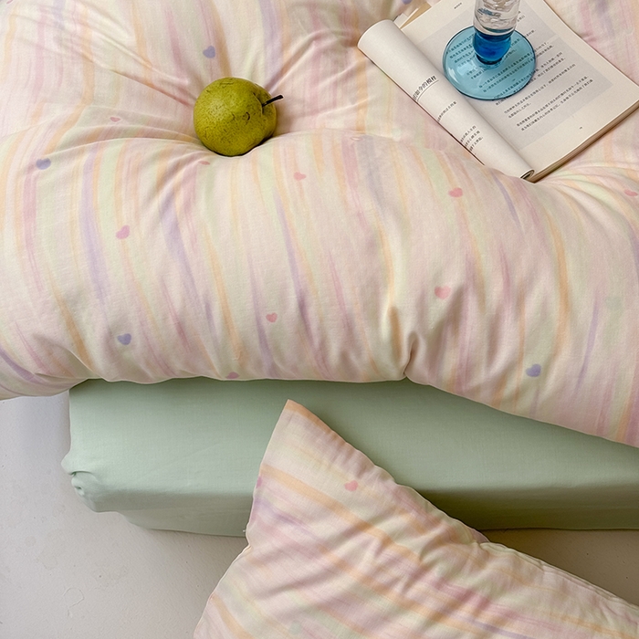 91家纺网 家纺一手货源 找家纺 （总）2025新款A类ins奶油风卡通全棉双层纱系列四件套