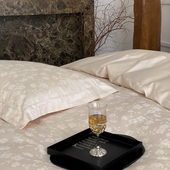 91家纺网 家纺一手货源 找家纺 云栖家居 2025A类全棉提花四件套 玉锦