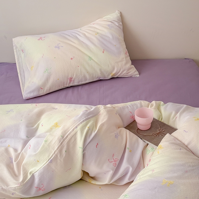 91家纺网 家纺一手货源 找家纺 2025新款A类ins奶油风卡通全棉双层纱系列四件套 梦幻之旅