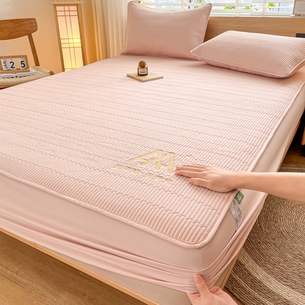 91家纺网 家纺一手货源 找家纺 芬晴家纺 2024新款A类母婴级大豆床笠大床款-奇趣 奇趣-豆沙粉