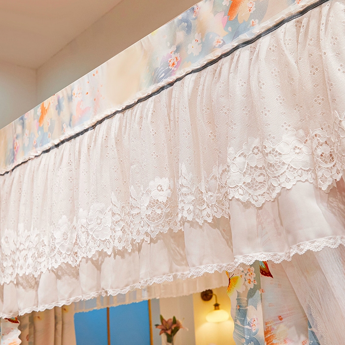 91家纺网 家纺一手货源 找家纺 2025双杆五通印花落地布帘蚊帐 梦舞翩飞