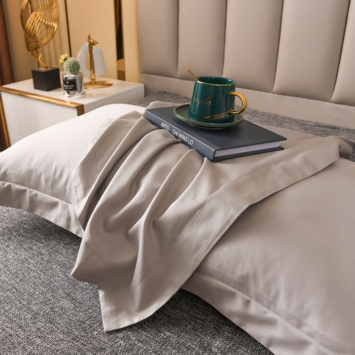 91家纺网 家纺一手货源 找家纺 星芯合家纺 2024新款全棉60支长绒棉枕套 高级灰