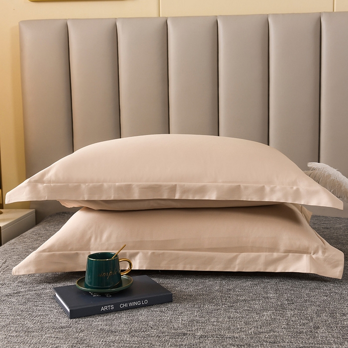 91家纺网 家纺一手货源 找家纺 星芯合家纺 2024新款全棉60支长绒棉枕套 香槟色