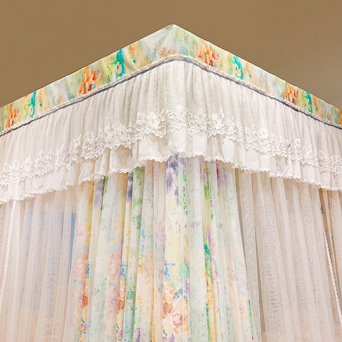 91家纺网 家纺一手货源 找家纺 2025双杆五通印花落地布帘蚊帐 舞动青春